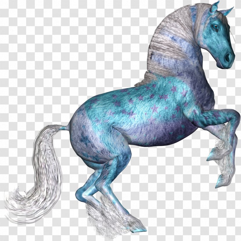 Mustang Pony Stallion Mane Art - Legendary Creature - Fantasy Blue Crescent Transparent PNG
