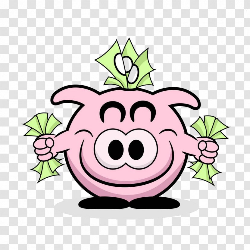 Domestic Pig Piggy Bank Money Saving - Flower - Cartoon Material Transparent PNG