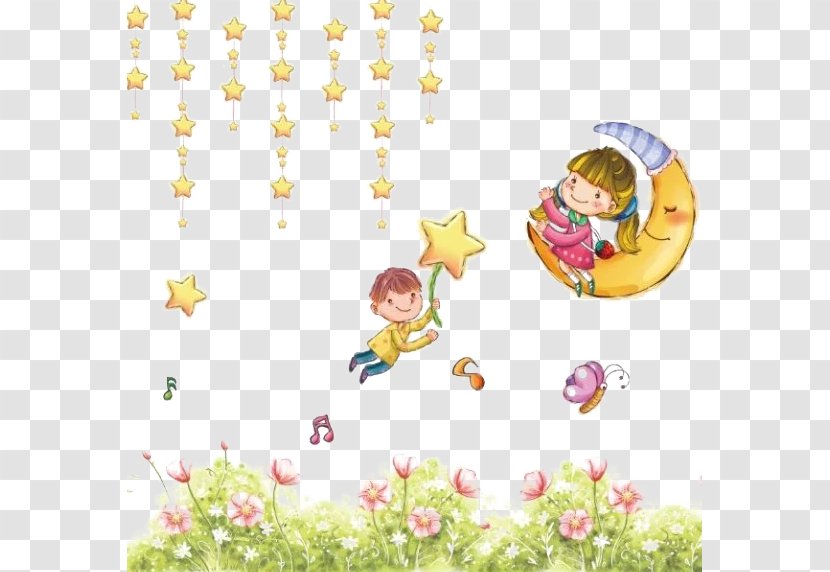 Child Moon - Heart - Fanciful Transparent PNG