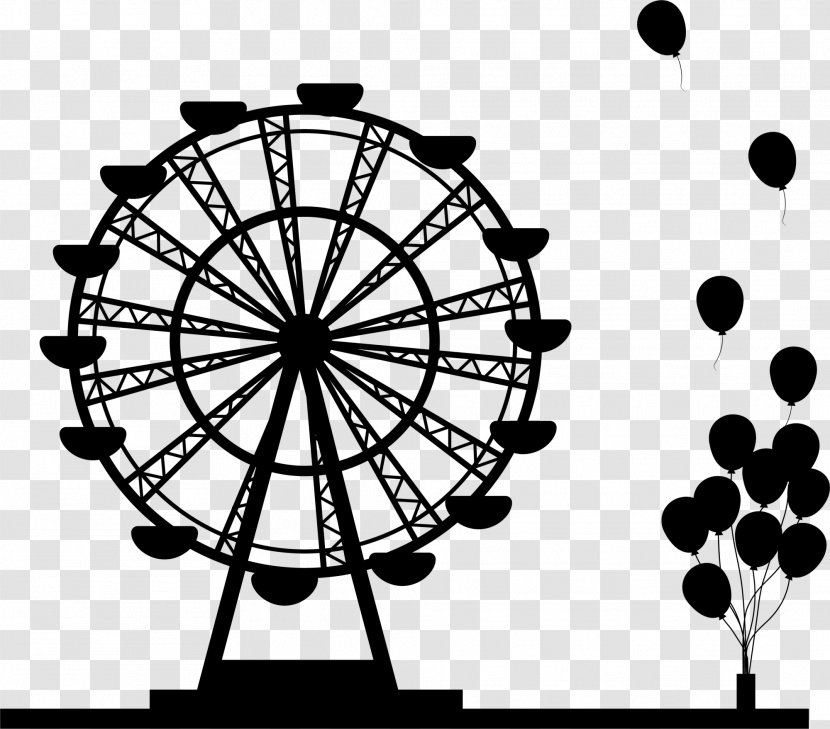 Ferris Wheel Silhouette Drawing - Black Balloon Transparent PNG