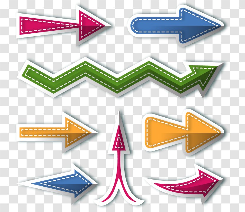 Arrow Sticker - Technology - Vector Flat Colored Arrows Indicate Transparent PNG