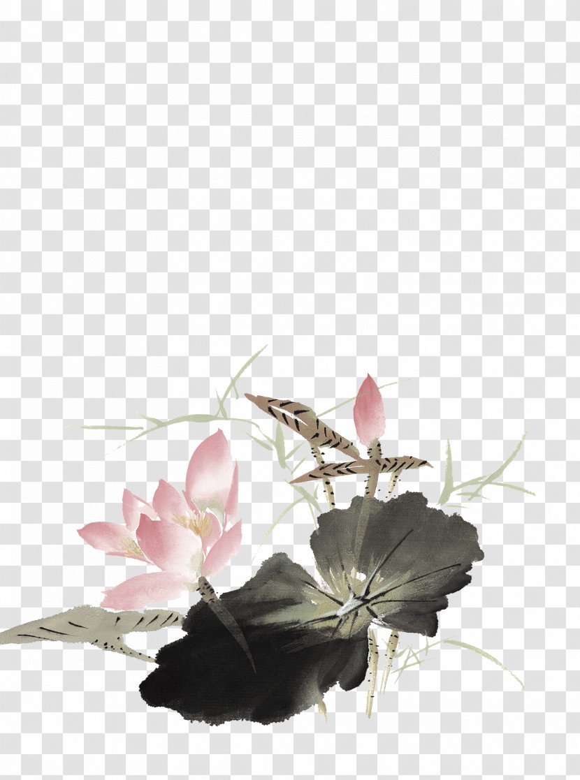 China Chinese Painting Ink Wash Inkstick - Brush - Lotus Transparent PNG