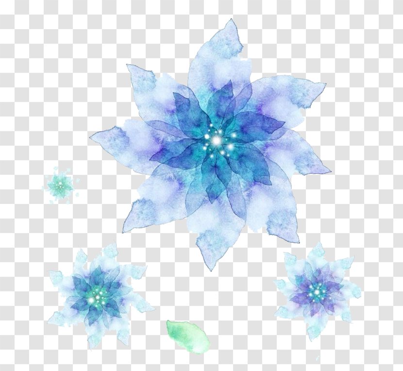 Watercolor Painting Blue Illustration - Snowflake Transparent PNG