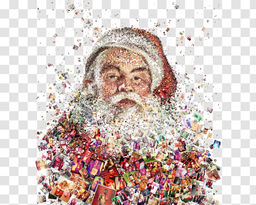 Photographic Mosaic Graphic Design Photography Illustration - Fictional Character - Dot Santa Claus Transparent PNG