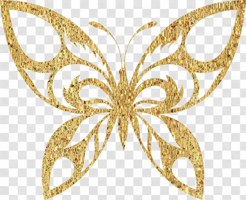 Butterfly Clip Art - Autocad Dxf - Gold Silhouette Cliparts Transparent PNG