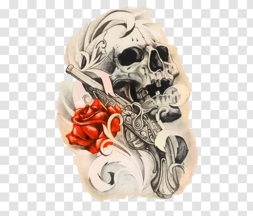 Tattoo Skull Rose Flash Calavera - Body Art - Human Back Transparent PNG