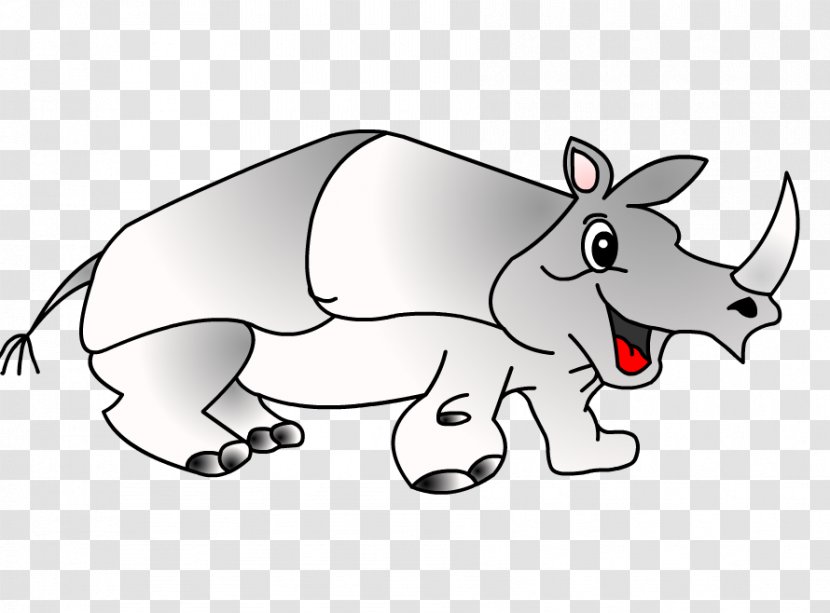 Black Rhinoceros Clip Art Cattle Drawing - Cartoon - Choque Transparent PNG