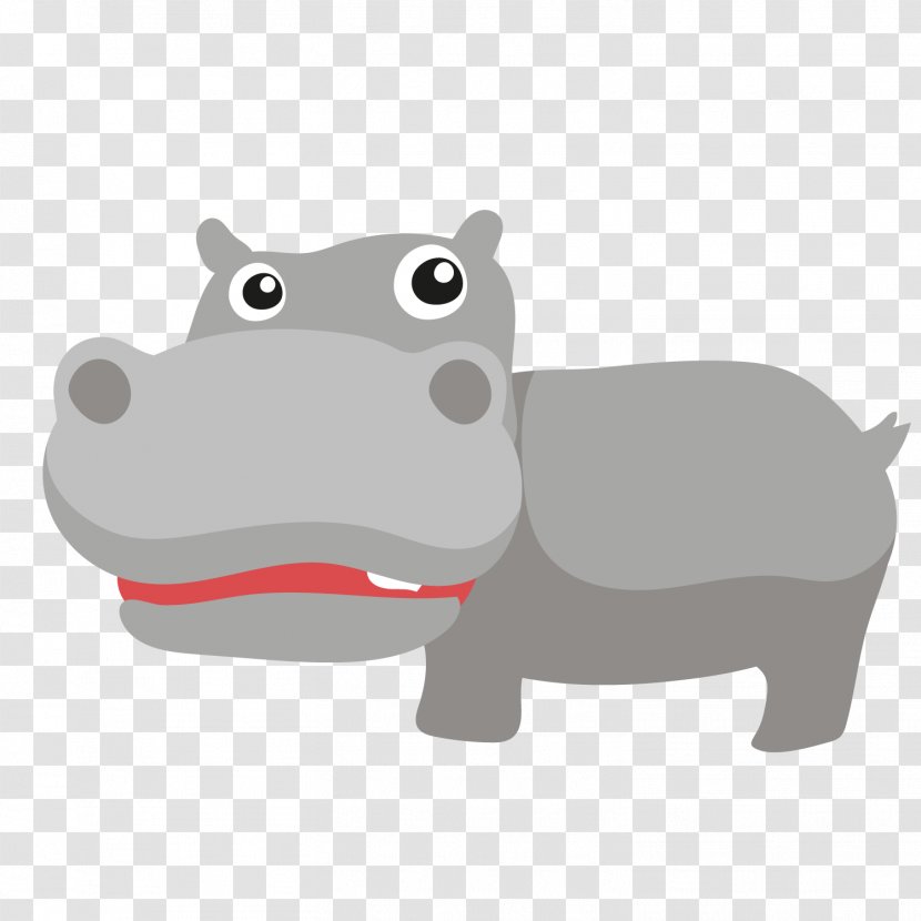 Hippopotamus Cartoon - Vector Gray Hippo Transparent PNG