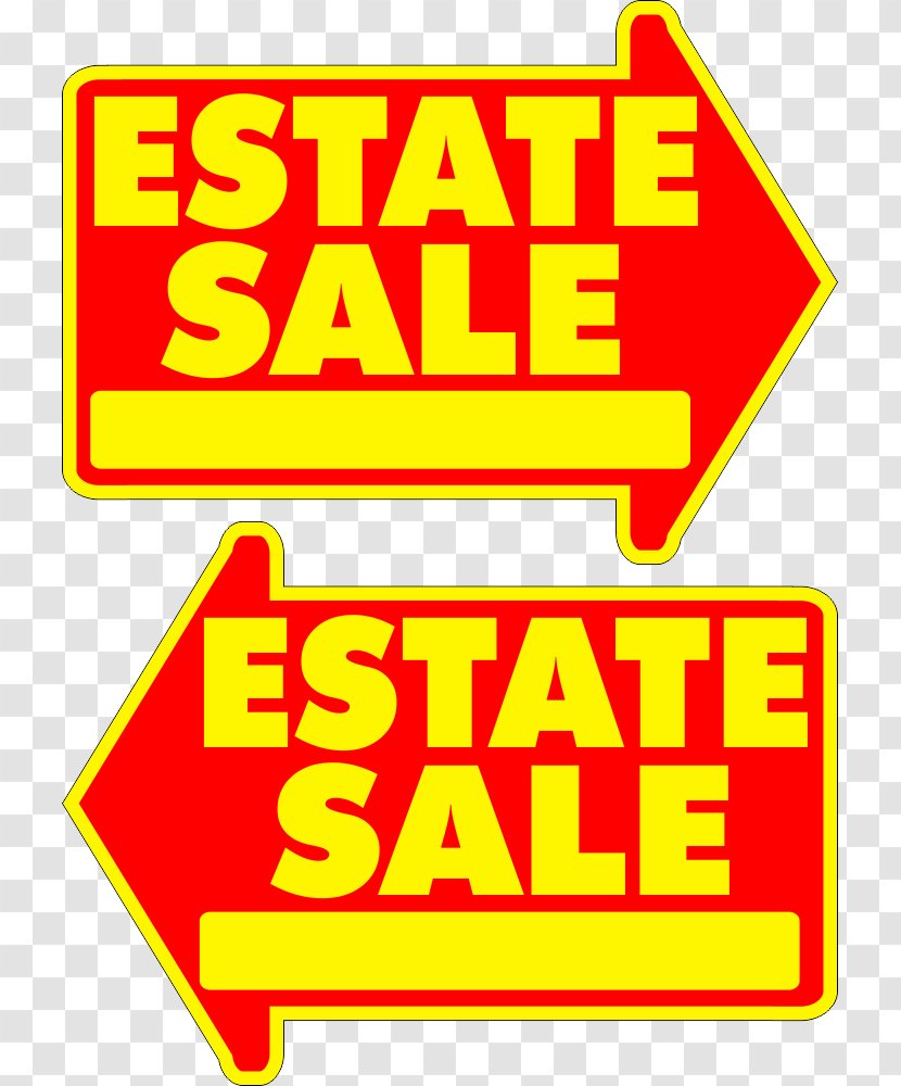 Estate Sale Sales Garage Lawn Sign - House - Yellow Banner Transparent PNG