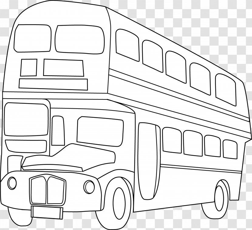 Double-decker Bus Drawing Line Art Clip - Black And White Transparent PNG