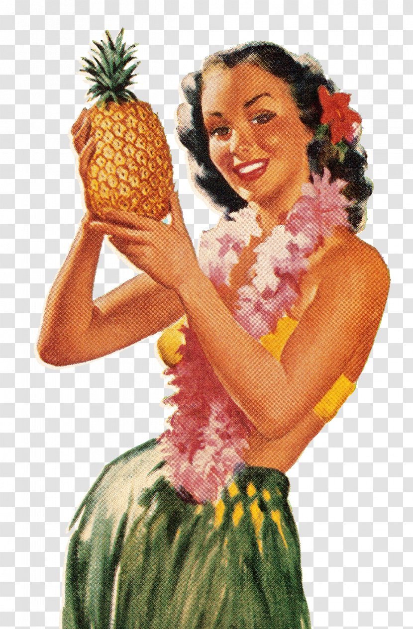 Hawaii Hula Girls Dance Illustration - Flower - Retro Hawaiian Transparent PNG