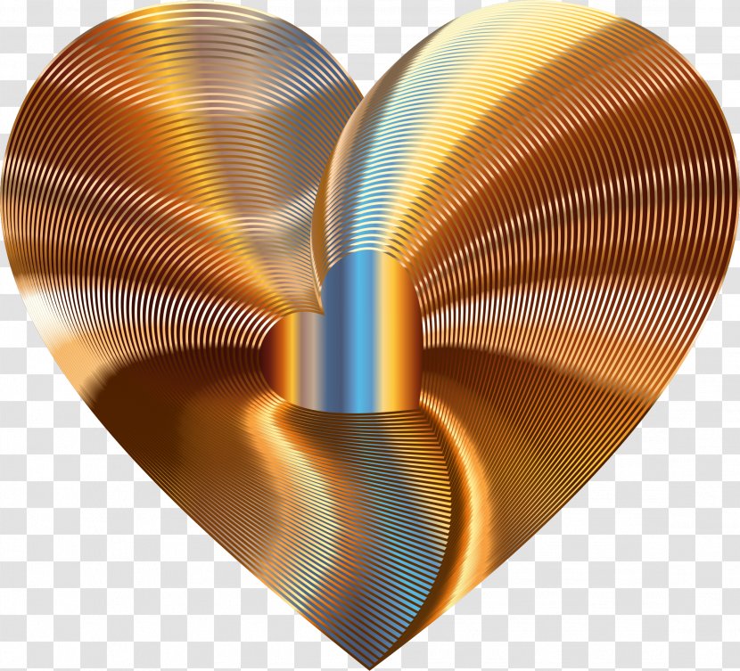 Gold Metal Clip Art - Heart Transparent PNG