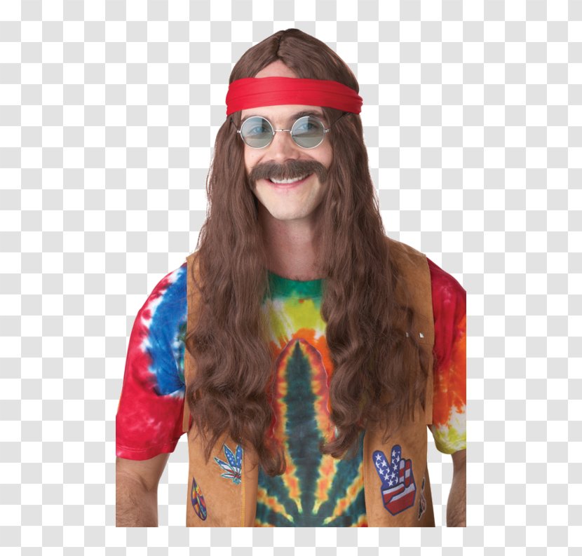 1960s Wig Costume Moustache Hippie - Clothing Accessories Transparent PNG