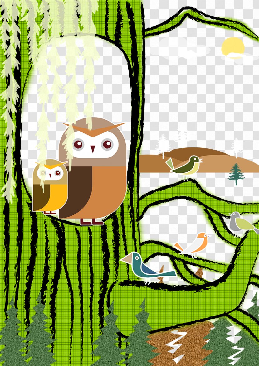 Bird Owl Tree Illustration - Fauna - Holes Transparent PNG