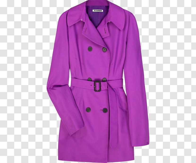 Trench Coat Cloak Clothing Overcoat - Magenta - Button Transparent PNG