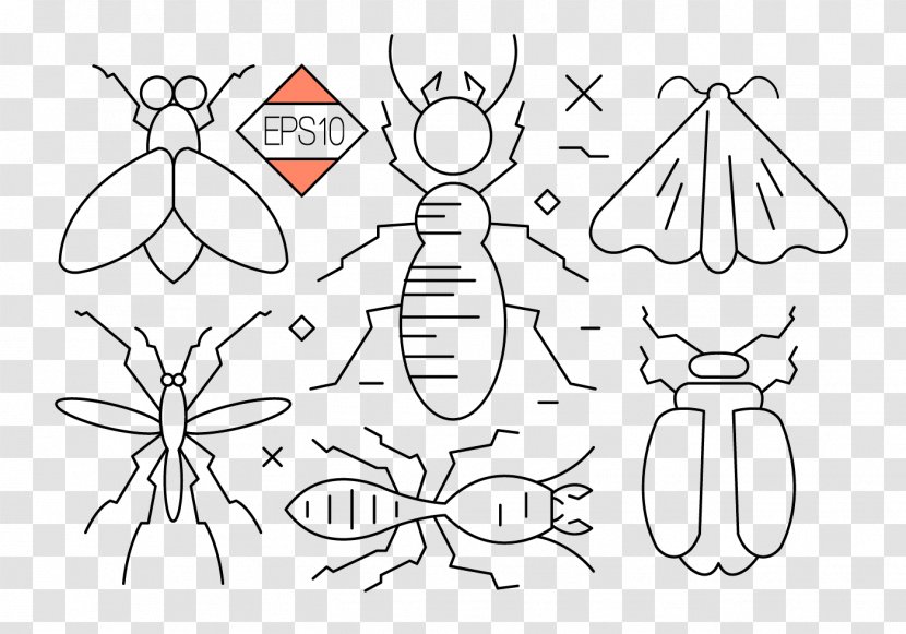 Cockroach Ant Insect Clip Art - White - Mosquito Contour Creative Transparent PNG