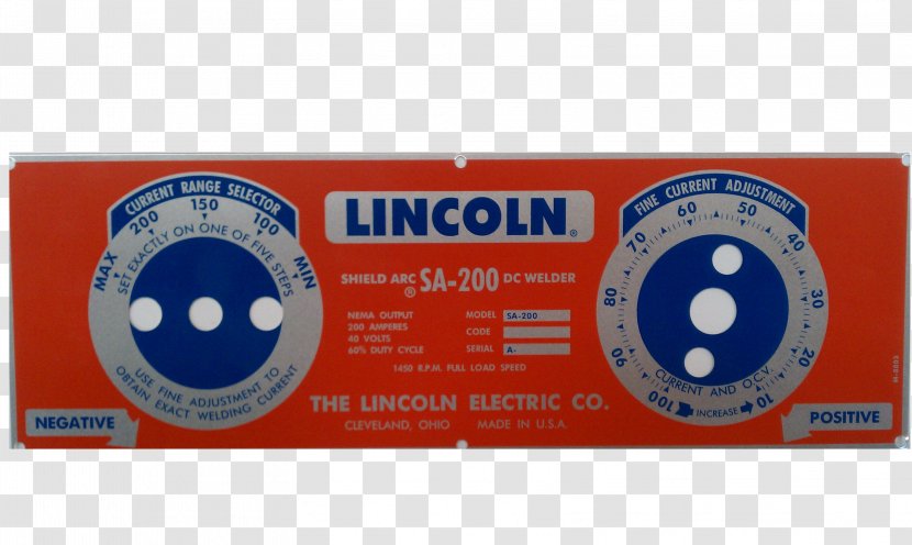 Lincoln Welding Name Plates & Tags Diagram Welder - Wiring Transparent PNG