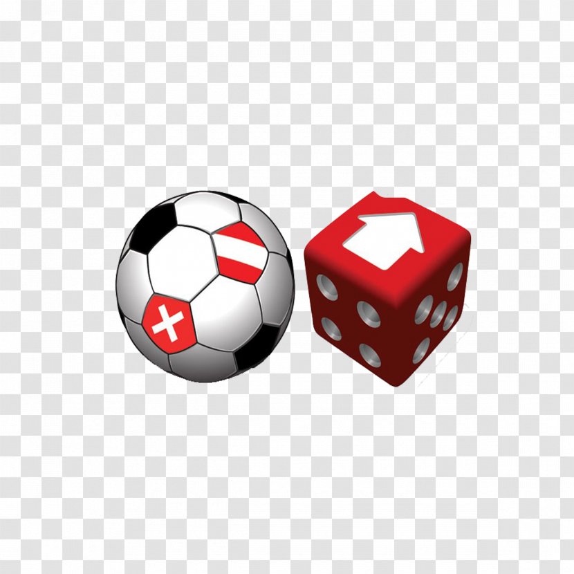 Euclidean Vector - Sports Equipment - Red Three-dimensional Dice With Football Transparent PNG