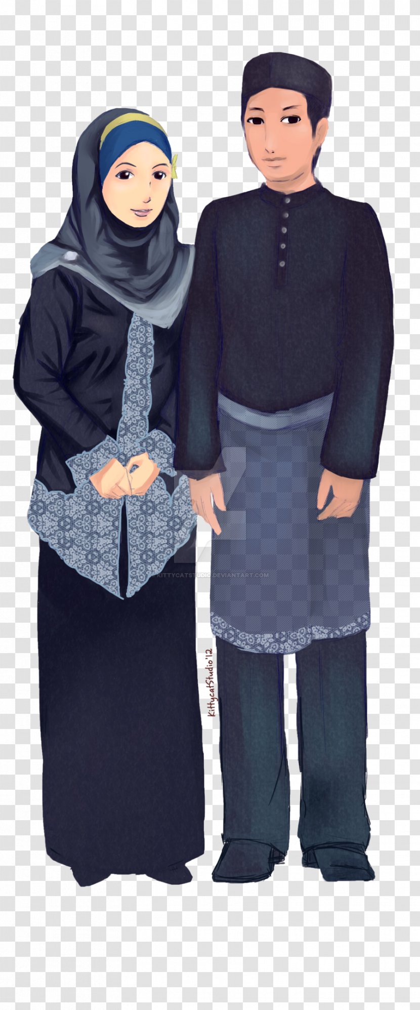 Animated Cartoon DeviantArt Doodle Islam Comics - Silhouette - Hijab Muslim Wedding Transparent PNG