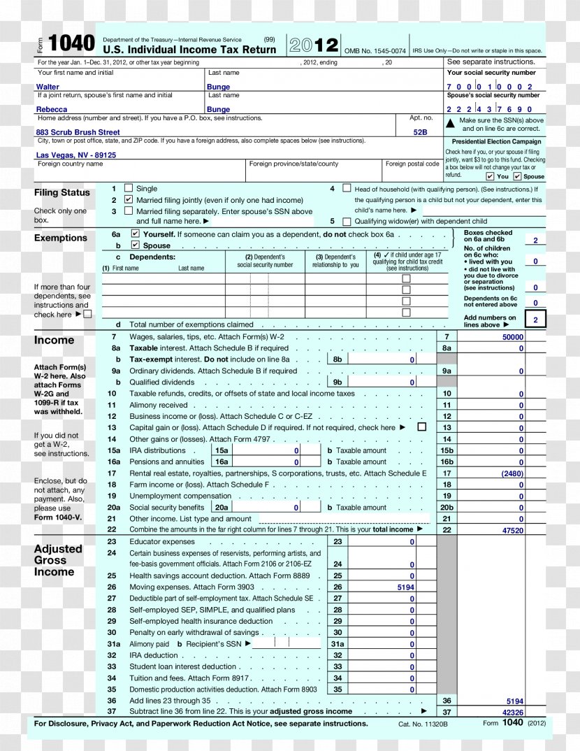 Form 1040 IRS Tax Forms Internal Revenue Service Social Security Administration - Paper - Personal Income Transparent PNG