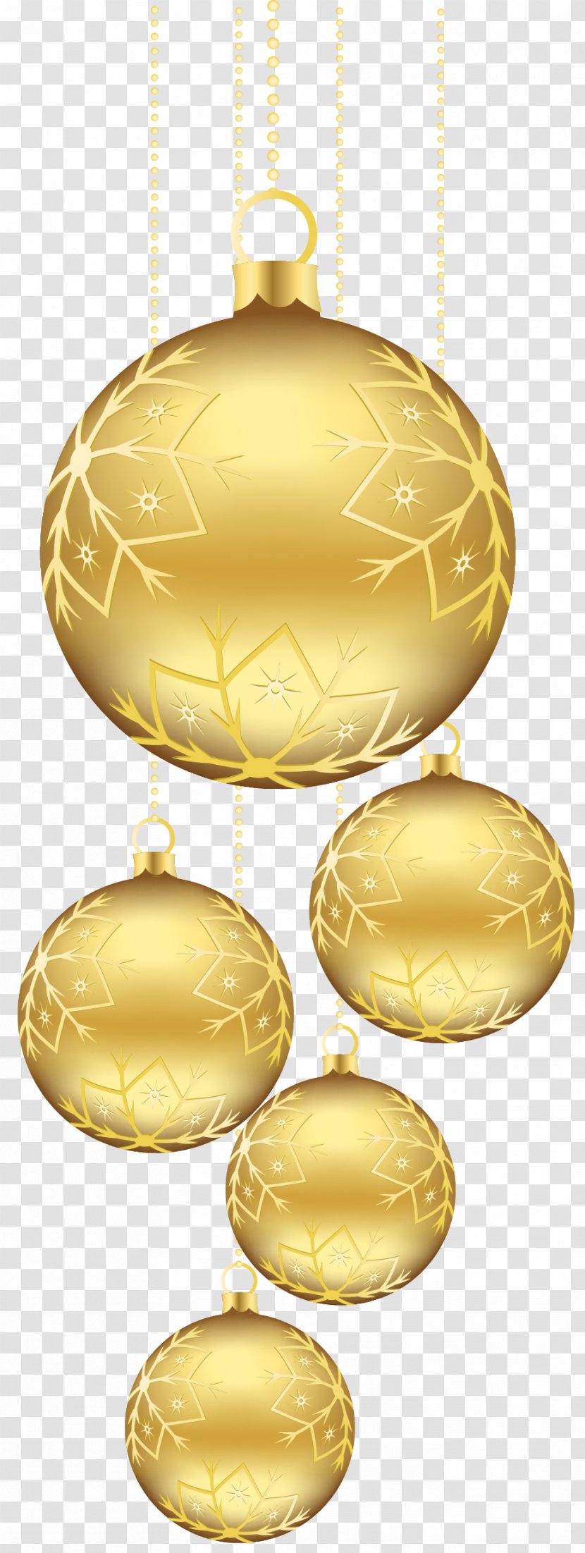 Christmas Ornament Gold Clip Art - Yellow - Golden Balls Ornaments Picture Transparent PNG