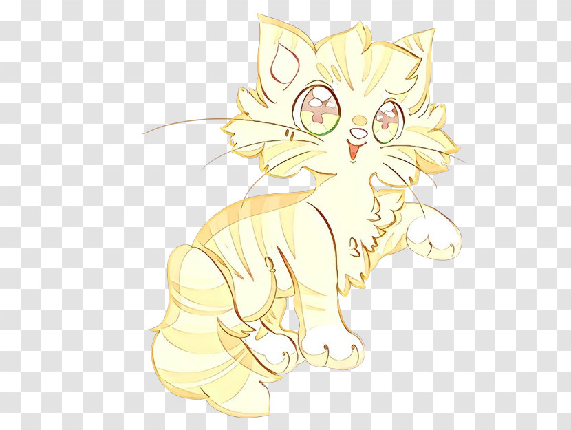 Cartoon Line Art Yellow Cat Tail Transparent PNG
