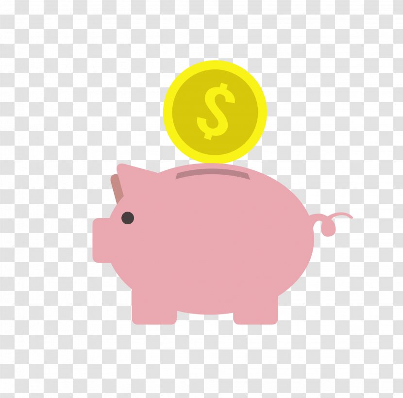 Piggy Bank Money - Pink - Vector Material Transparent PNG