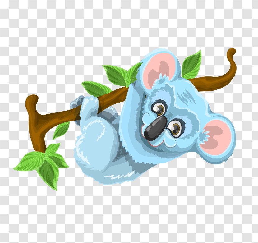 Australia Koala Pixabay - Hand-painted Blue Cartoon Climbing Trees Transparent PNG