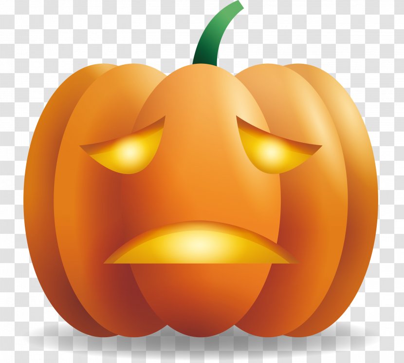 Jack-o-lantern Calabaza Pumpkin Halloween - Winter Squash - Depressed Expression Head Transparent PNG