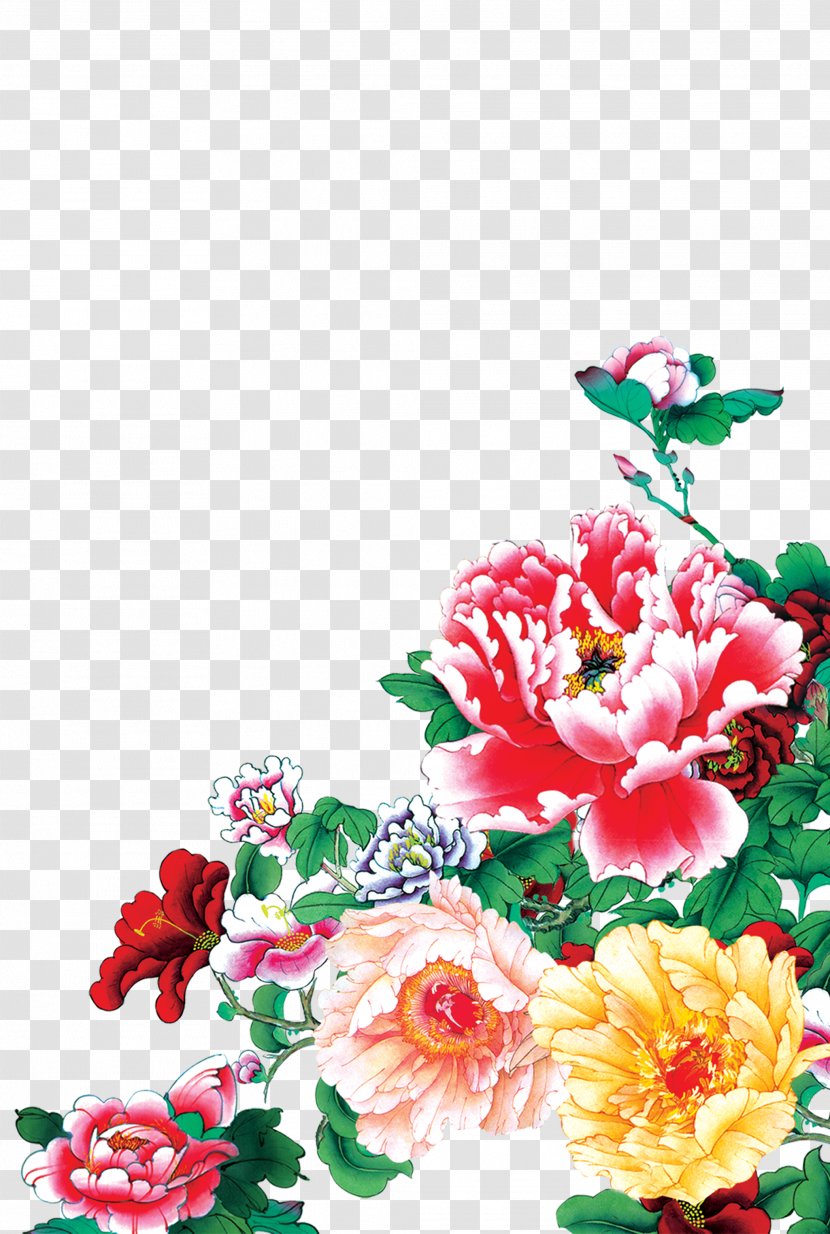 Mid-Autumn Festival New Year Card - Flower Bouquet - Peony Transparent PNG