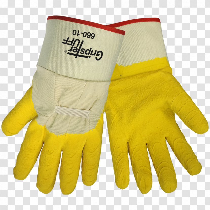 Natural Rubber Glove Cuff - Yellow - Safety Gloves Transparent PNG