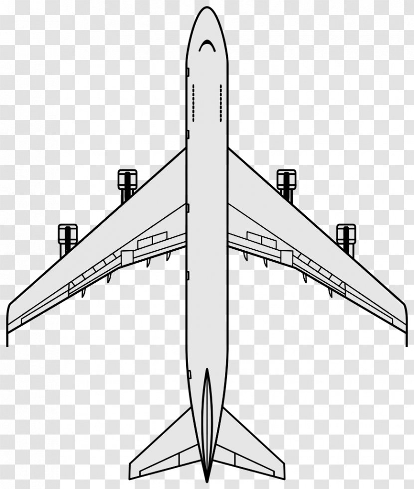 Boeing 747-400 Airplane Airbus A340 - Line Art - Plan View Transparent PNG