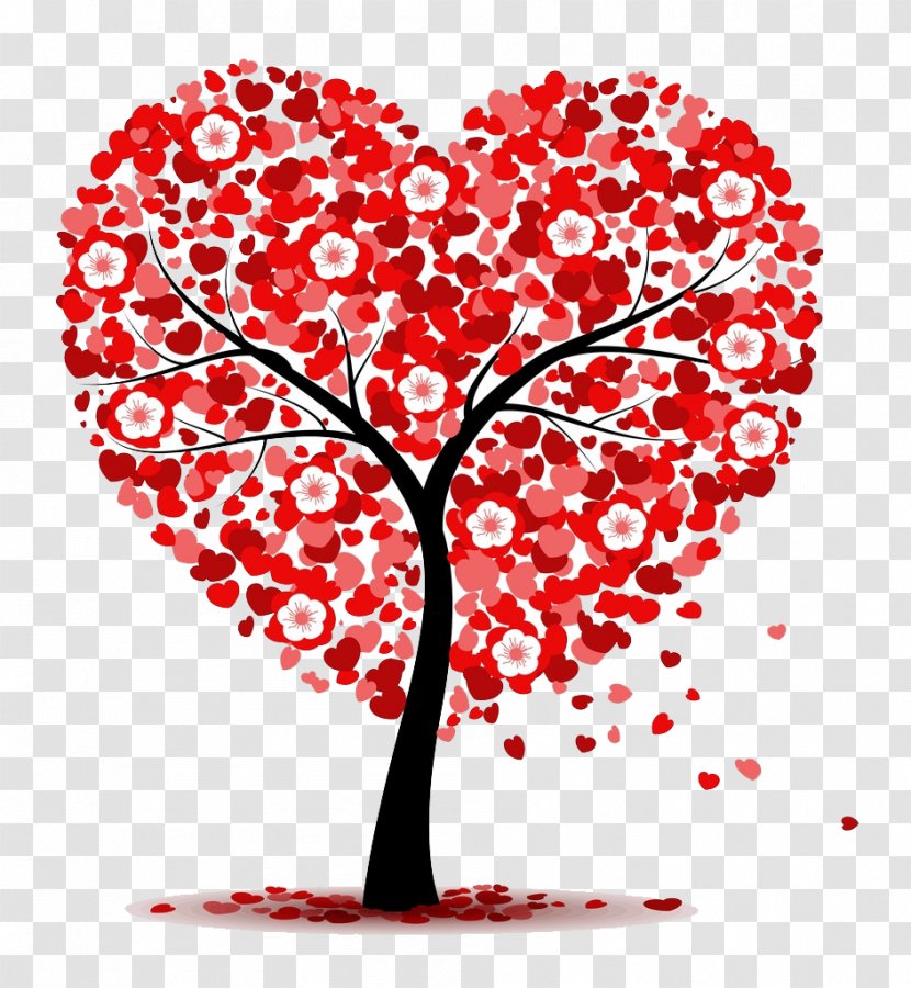Heart Valentines Day Tree Clip Art - Watercolor - Love Transparent PNG