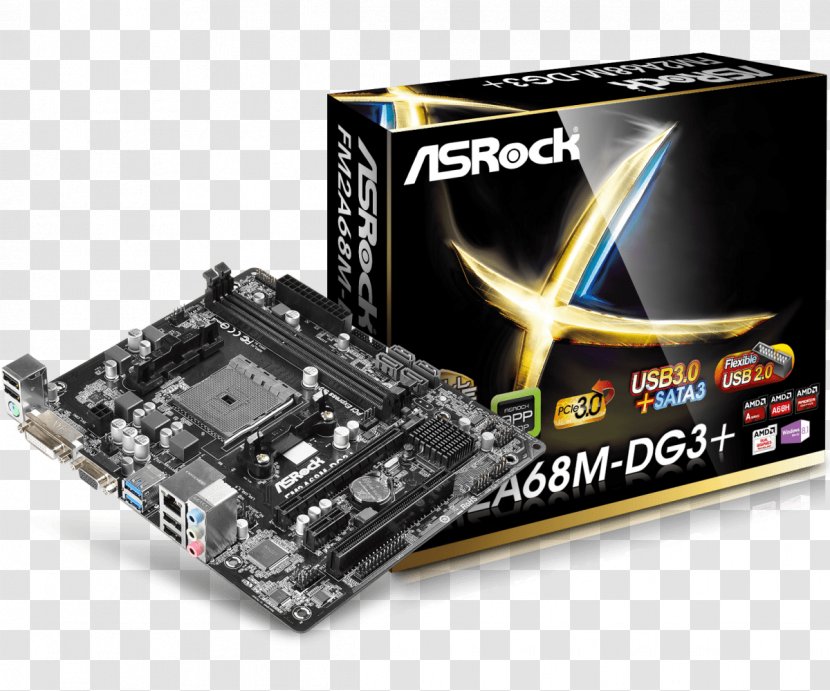 ASRock Motherboard Amd Fm2A68M-Dg3 + A68 Micro ATX Socket Fm2 100 Gr FM2+ MicroATX - Computer Transparent PNG