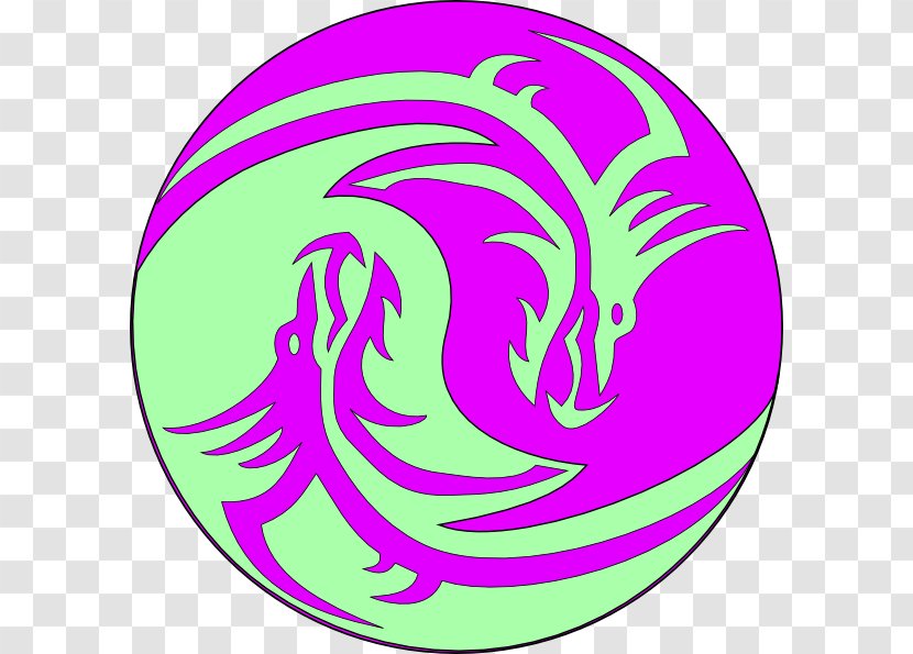 White Dragon Chinese Black And Yin Yang - Purple Grape Logo Transparent PNG
