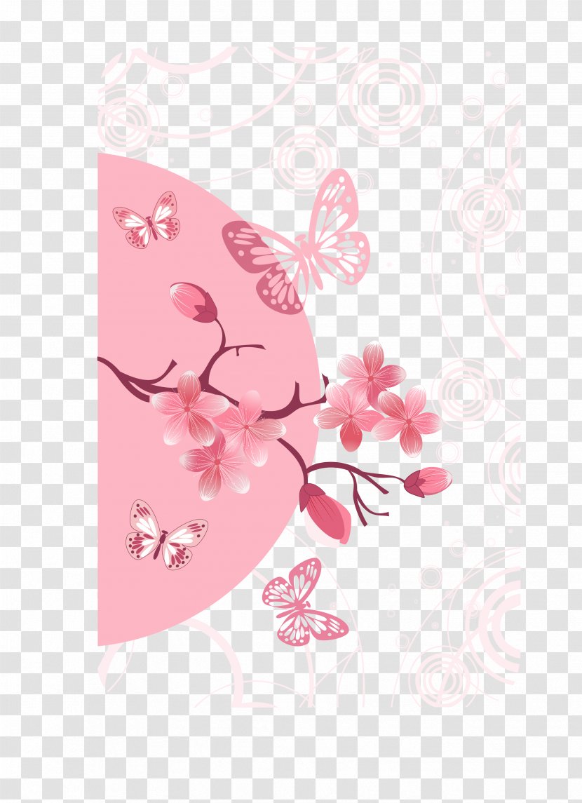 Cherry Blossom Euclidean Vector - Pattern - Pink Flowers Transparent PNG