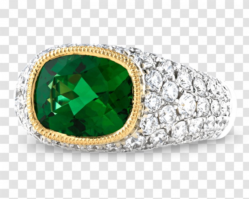 Emerald Gemstone Diamond Tourmaline Ring - Bling Transparent PNG