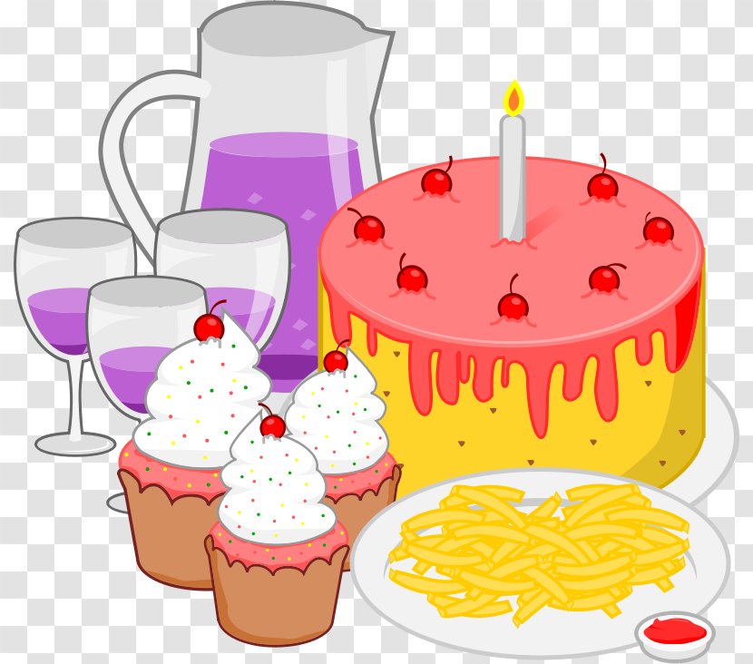 Junk Food Fast Birthday Cake Clip Art - Party Cliparts Transparent PNG