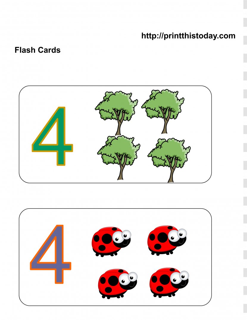 Number Flashcard Worksheet Mathematics Clip Art - Counting - 4 Cliparts Transparent PNG