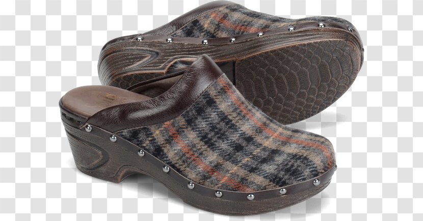 Clog Tartan Slip-on Shoe Coffee - Footwear - Plaid Fabric Transparent PNG