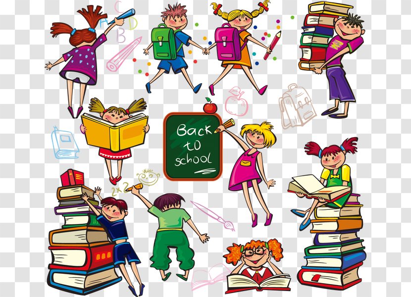 Student Cartoon School Illustration - Hand-drawn Season People Carrying Bags Transparent PNG