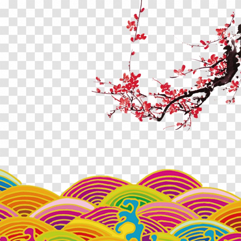 Plum Blossom Painting Chinese New Year - Red - Flower Transparent PNG