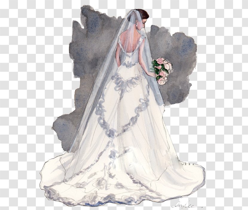 Bride Wedding Drawing Illustration - Tree - Back Transparent PNG