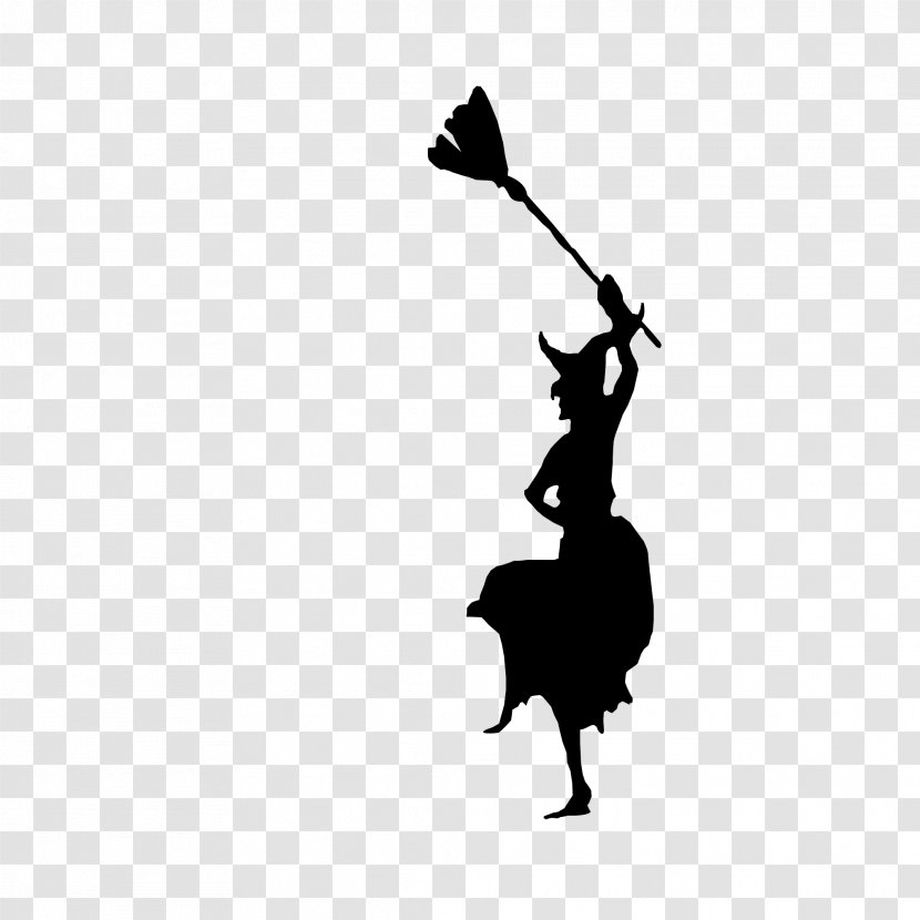 Silhouette Black And White Witchcraft Dance - Logo - Witch Transparent PNG