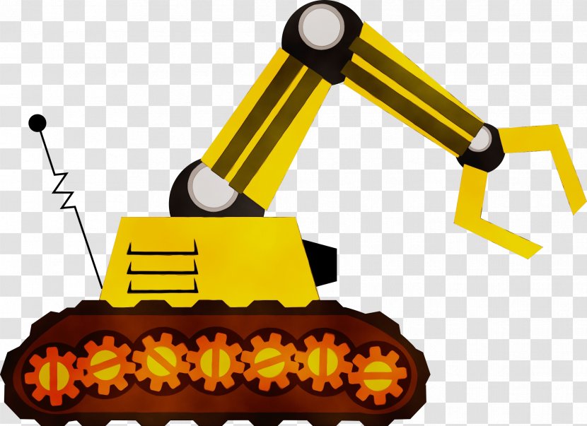 Robot Machine Cartoon Excavator Drawing - Robotic Arm - Bulldozer Vehicle Transparent PNG