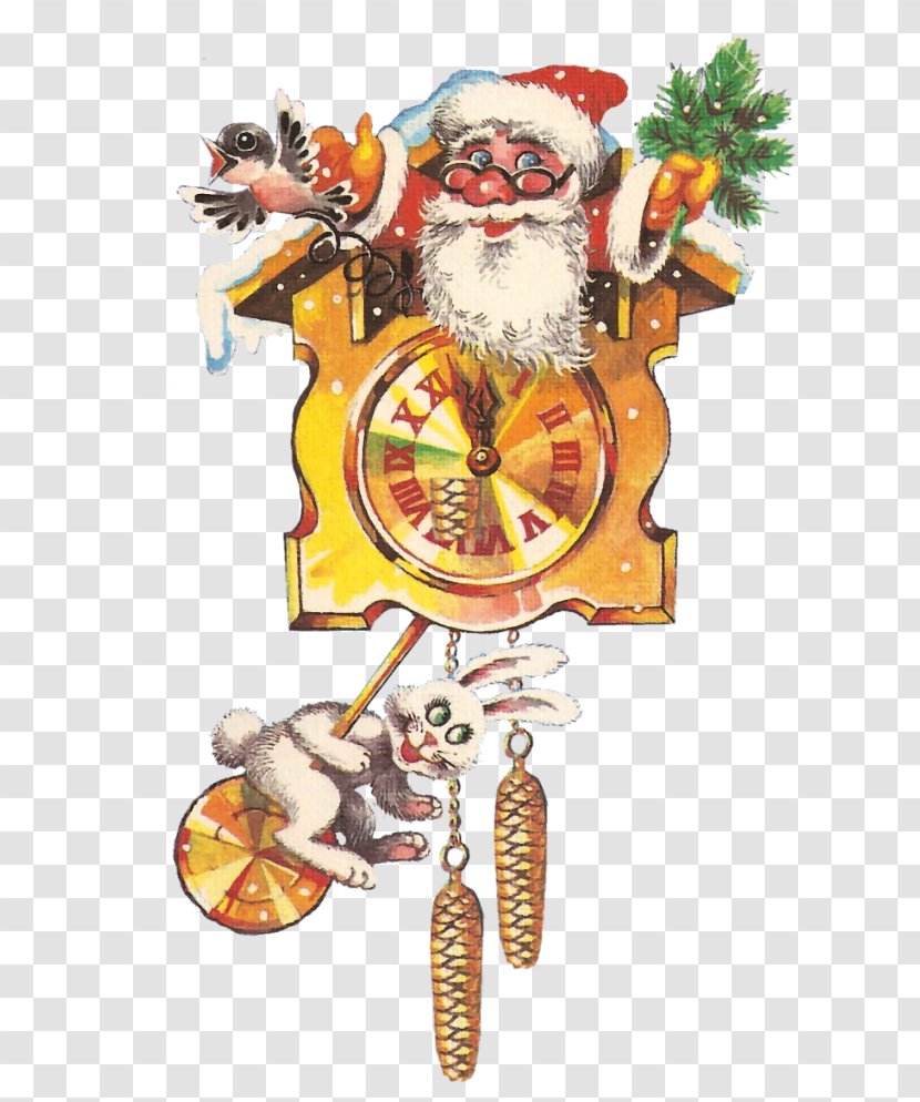 Cuckoo Clock Santa Claus Christmas Ornament Card Transparent PNG