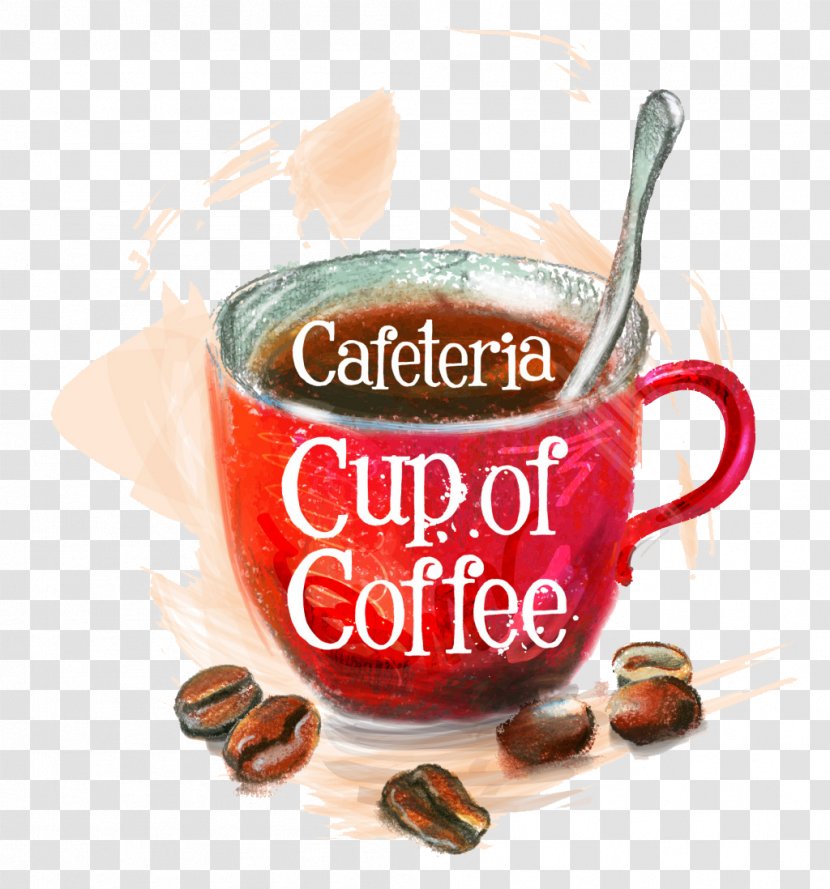 Coffee Caffxe8 Mocha Drink Drawing - Red Cup Beans Transparent PNG
