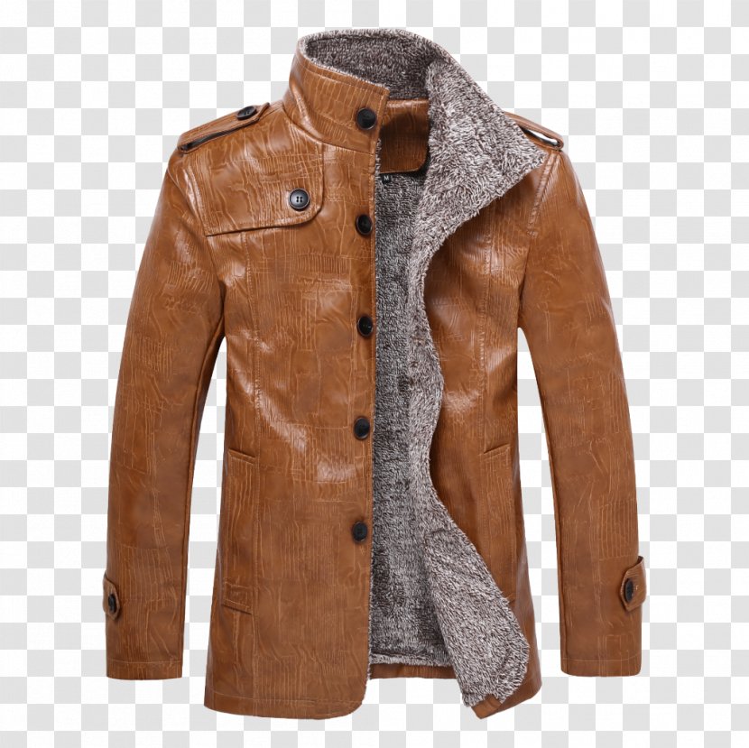 Leather Jacket Coat Casual - Textile Transparent PNG