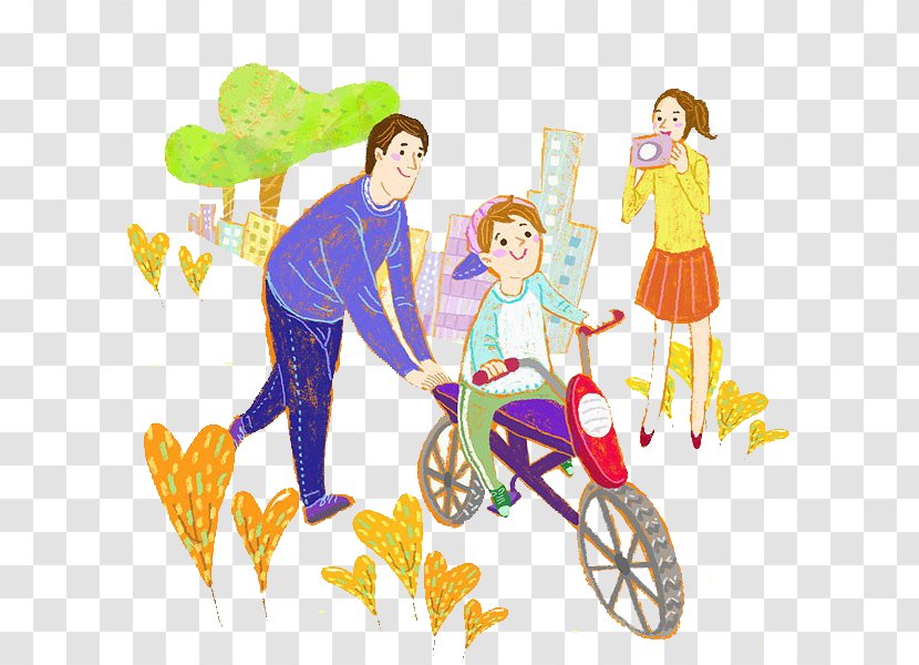 Child Illustration - Children Learn Bike Transparent PNG