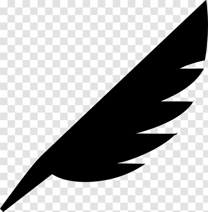 Feather Quill Bird Clip Art - Black And White Transparent PNG